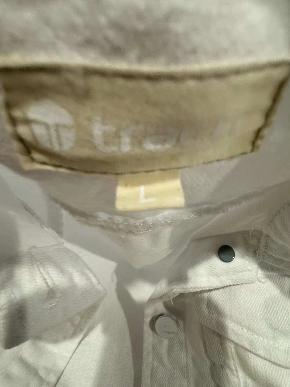 TRACTR boutique white  distress denim jacket girl’s size Large   12  14 16